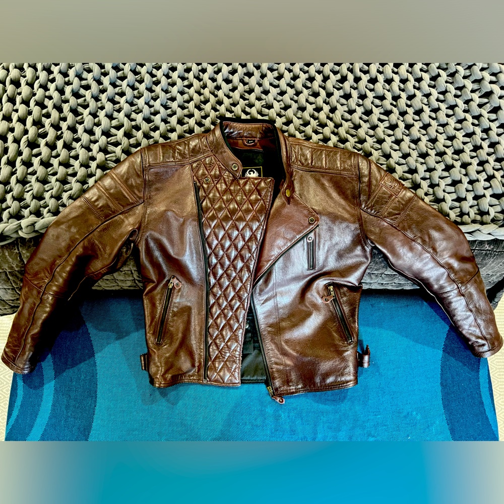 Excellent condition leather Merlin Lichfield motorcycle jacket, sz. 38